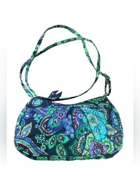 Vera Bradley Blue Rhapsody Amy Navy Green Purple Paisley Quilted Cotton Bag